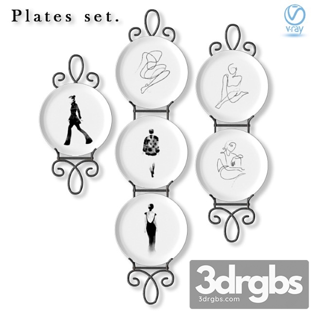 A set of decorative wall plates on fashion.