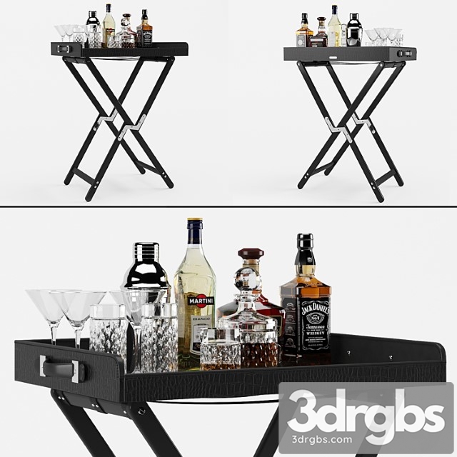 Bar Table With Alcohol Ralph Lauren Gavin Tray and Stand