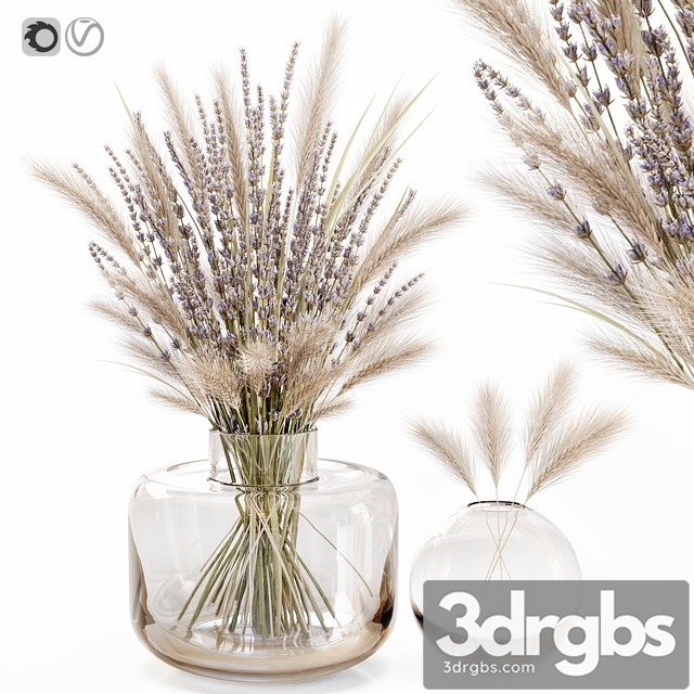 Dry Flowers in Glass Vase with Lavender