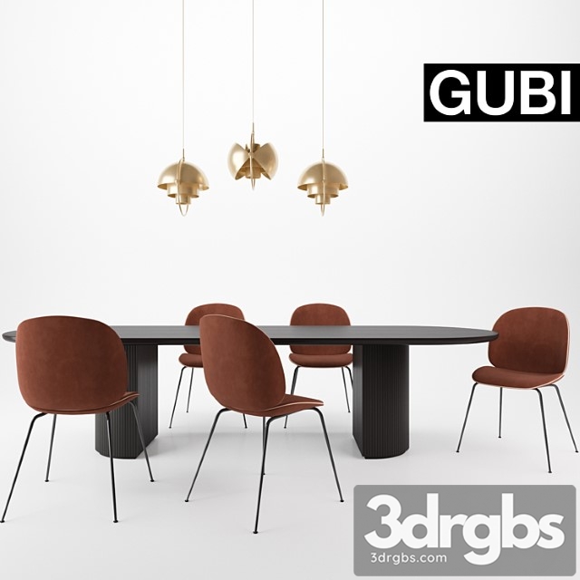 Gubi beetle chair, moon table, multi-lite pendant 2
