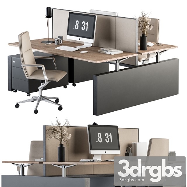 Office Furniture Employee Set Cream And Black 36
