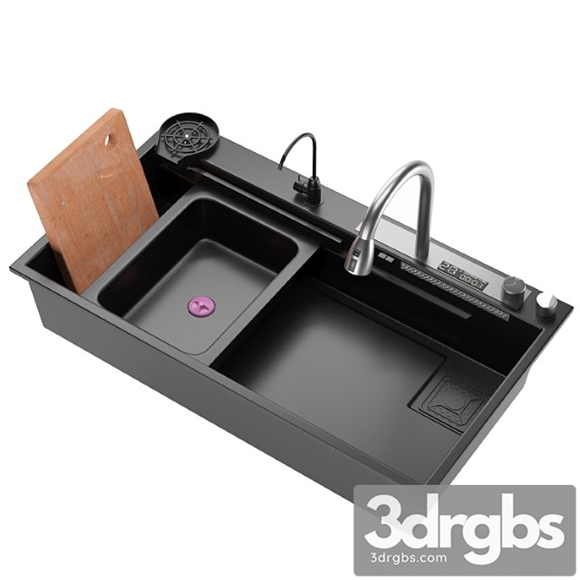 Black Nano Kitchen Sink 304 Stainless Steel Waterfall Sink 1