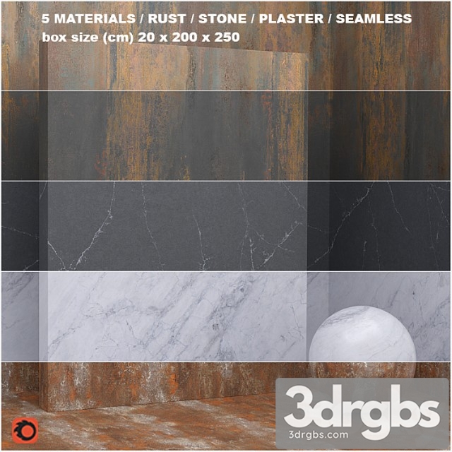 5 materials (seamless) - stone, plaster - set 26