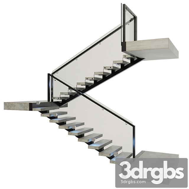 Ladder made of concrete, metal and glass with backlight illuminated profi led ip44