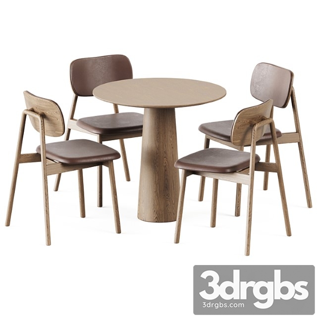 Table p.o.v. d80 by ton and wooden klara chair upholstered by moroso