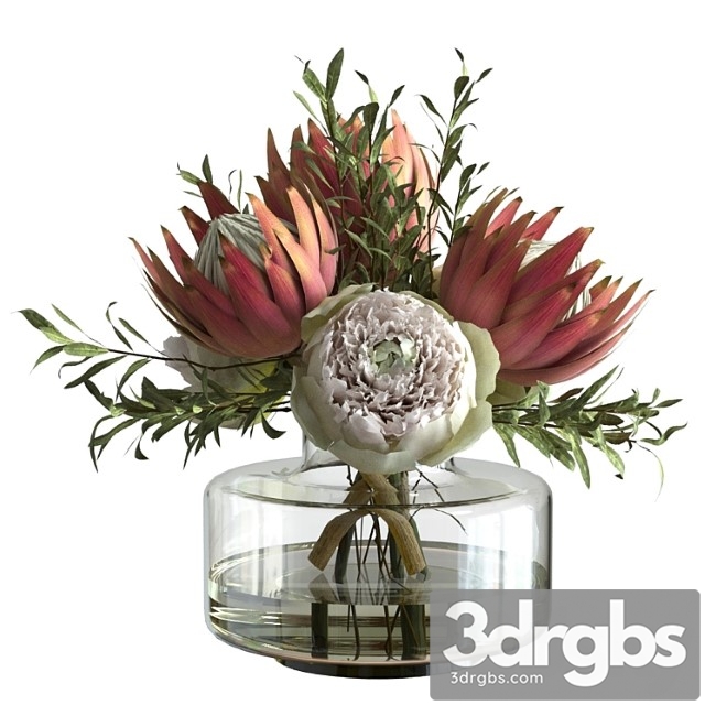 Bouquet With Peonies and Proteas