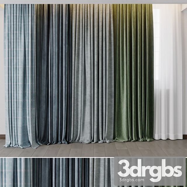 Hadi curtains 40 - collection of green and blue curtains with patterns