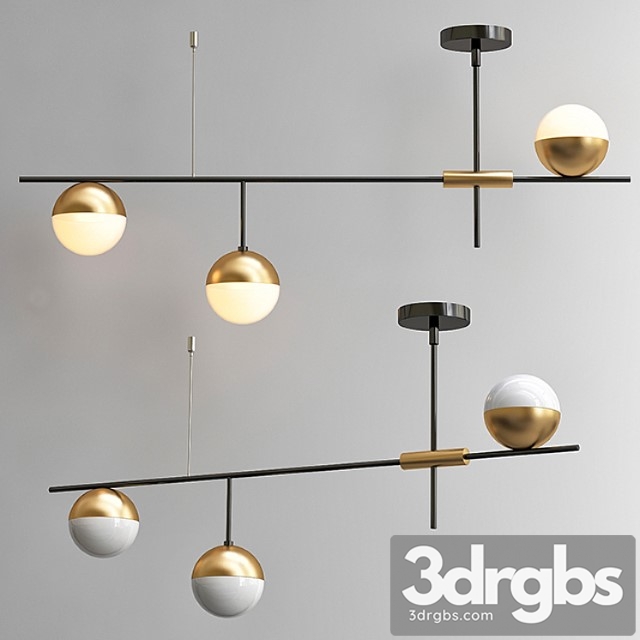 Chandelier balls white & brass 3