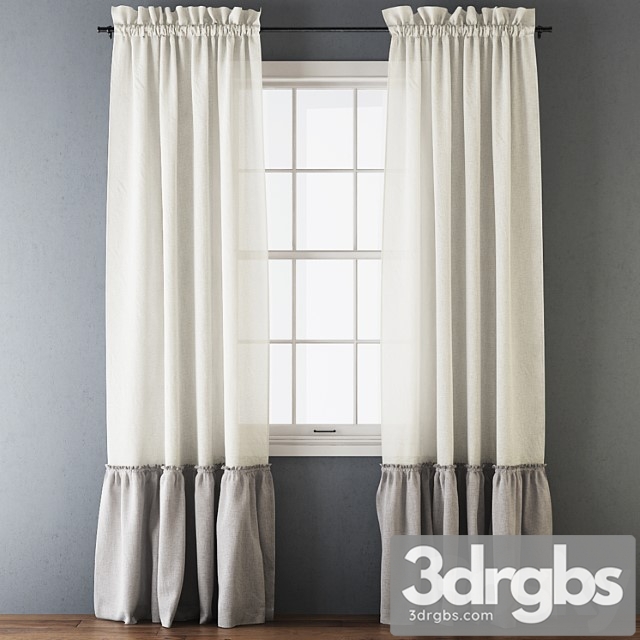 Ruffled cotton curtains