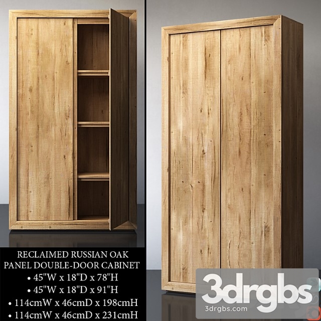 Reclaimed russian oak panel double-door cabinet