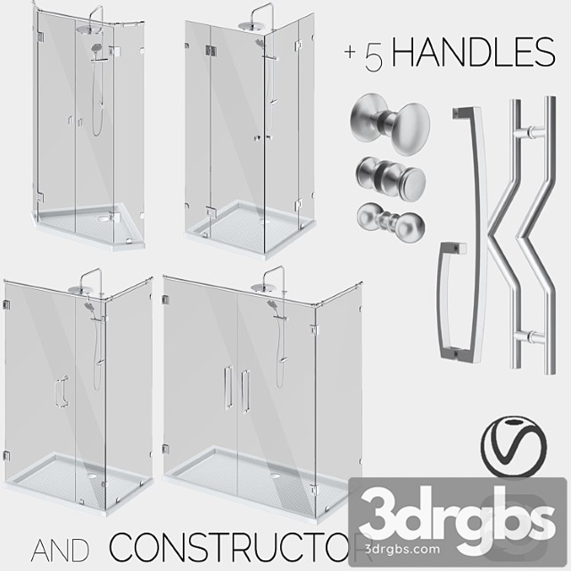 Angled Glass Shower Cabins Designer and Handle Set