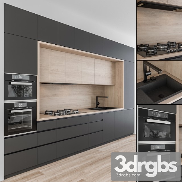 Kitchen modern - black and wood 43