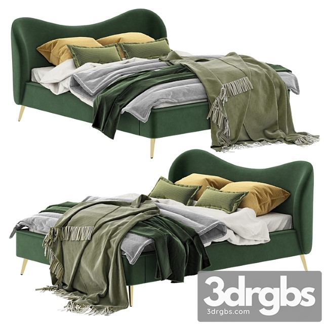 Made kooper king size bed, laurel green velvet