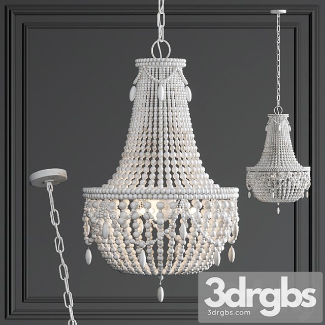 Chandelier rh anselme white wood large chandelier