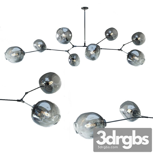 Chandelier branching bubble 8 lamps black