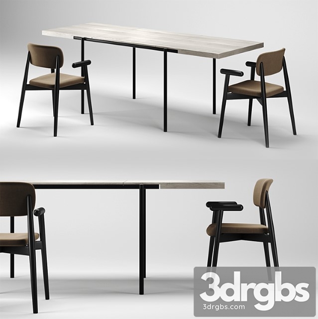 Dining Set 2 Mzpa Mild Chair And Romp Te01 Table 3