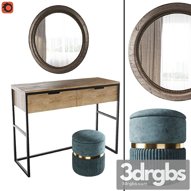 Dressing table nord, pouf roma big, mirror afsan la redoute