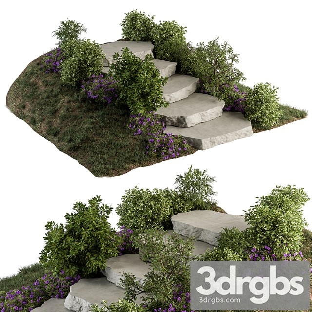 Landscape furniture rock stairs with garden - architect element 56