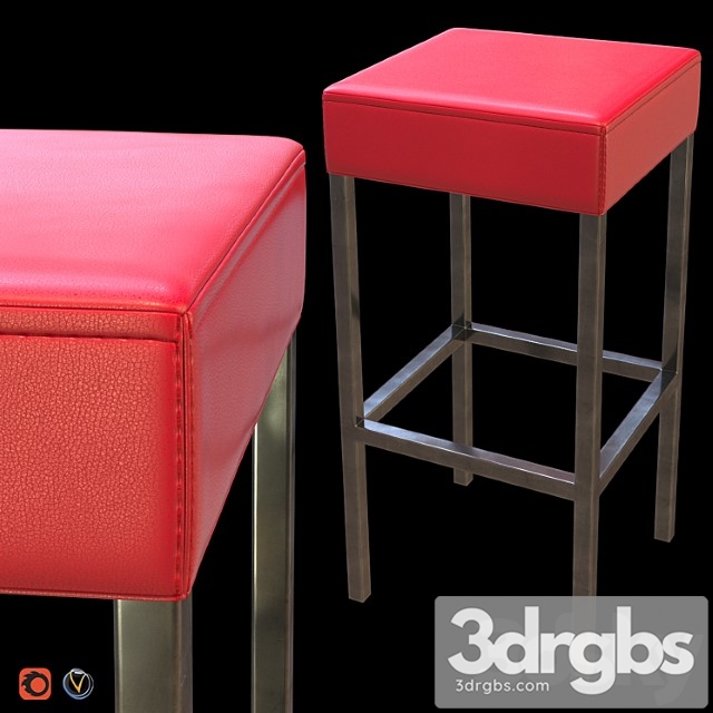 Red leather high stool 2