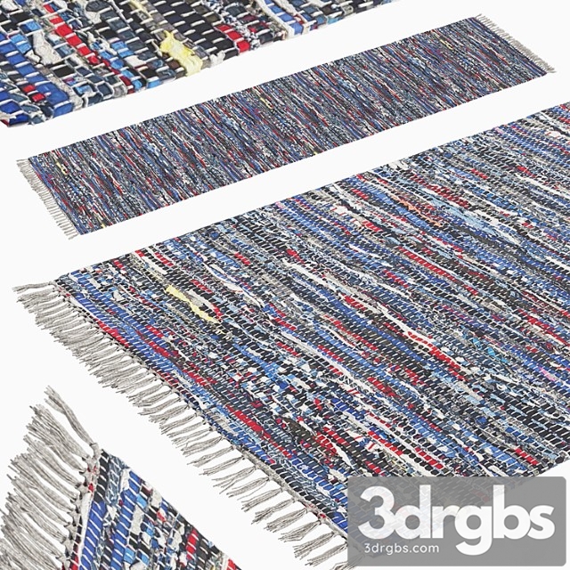 Patterned woven mat - blue