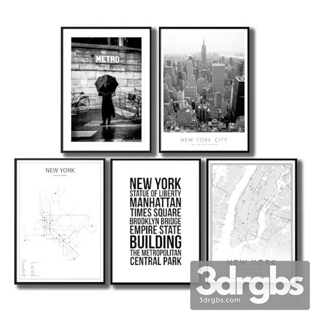 Black and white posters about the city of new york.