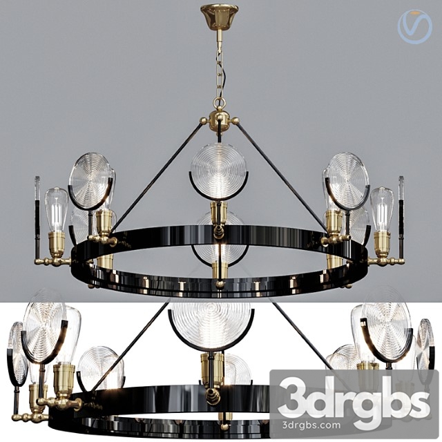 Gaslight lens chandelier