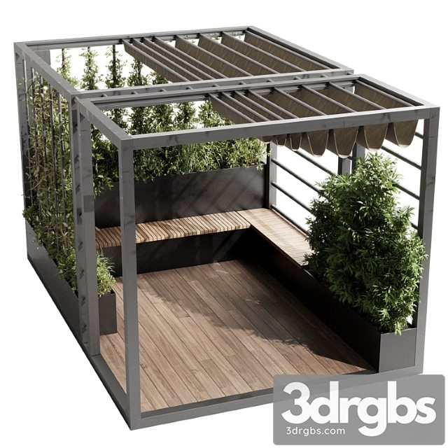 Landscape furniture with pergola and roof garden 09