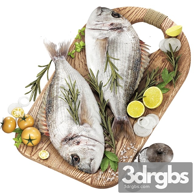 Fresh fish with vegetables and herbs