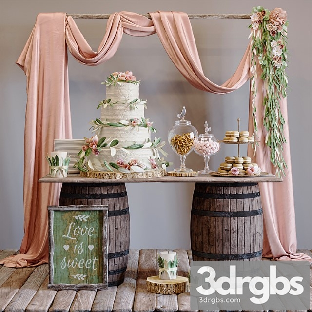 Decorative set Rustic wedding style sweet table