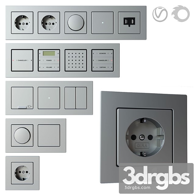 Gira E22 Set of Sockets and Switches