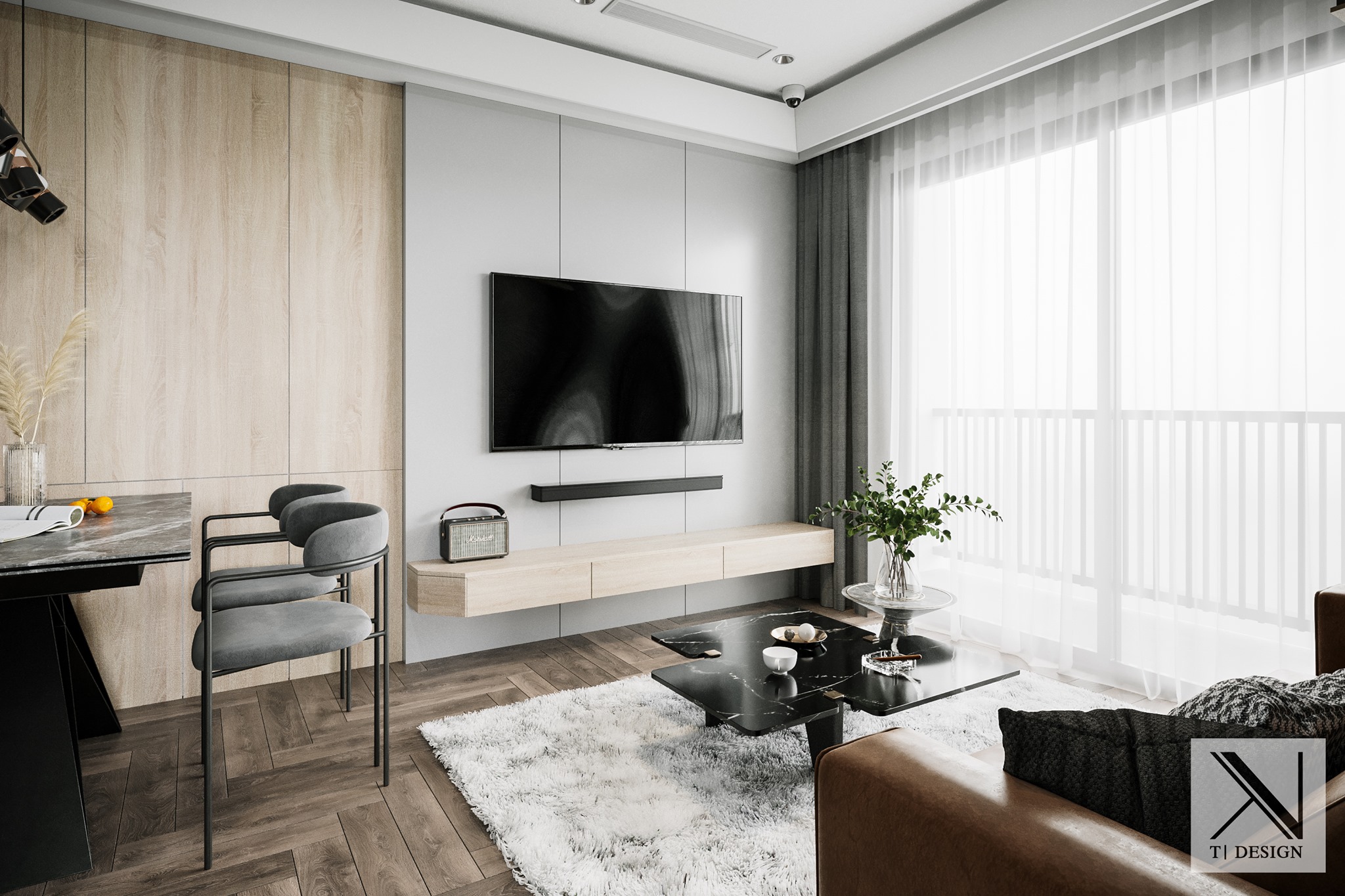 Living Room and Kitchen Modern Apartment 4