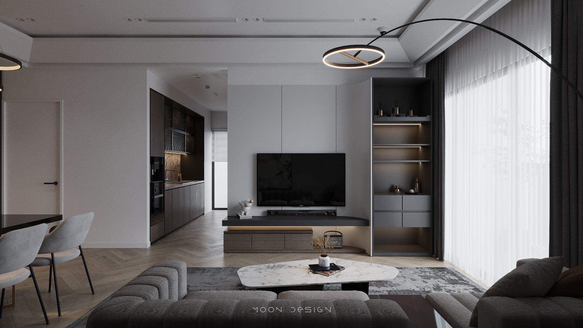 Modern Livingroom and Kitchen